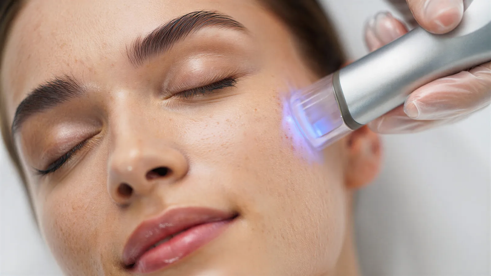Symbolbild: Pigmentflecken lasern in Rostock: Patientin bei der Laserbehandlung im Gesicht beim Facharzt Dr. Dr. Ole Jung